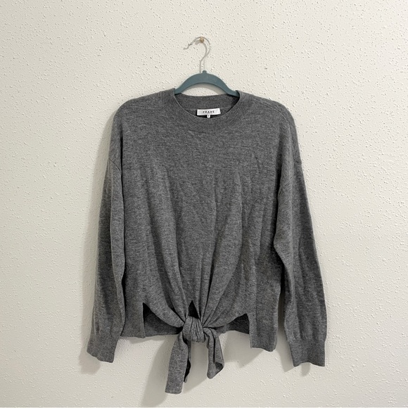 Frame Grey Front Knot Wool and Cashmere Sweater - Picture 2 of 10